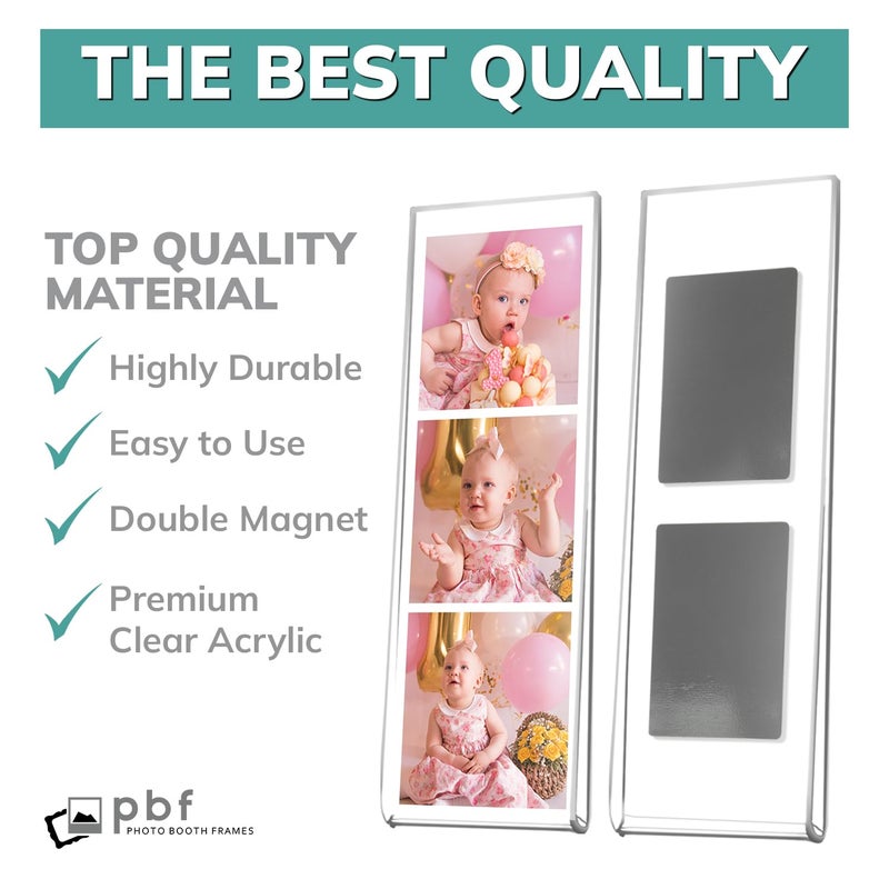 pbf PHOTO BOOTH FRAMES 2x6 Magnetic Picture Frames for Refrigerator | 2 x 6 Clear Magnetic Acrylic Frames for Photo Strips | Magnetic Photo Holders for Fridge, Locker, Sign Holder (100-Pack) - Image 4